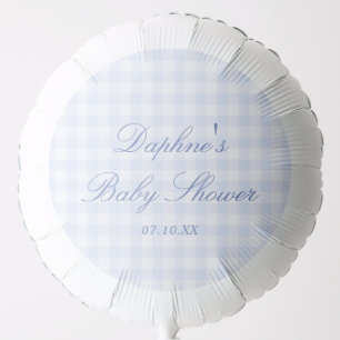 Elegant Blue Gingham Baby Shower Balloon