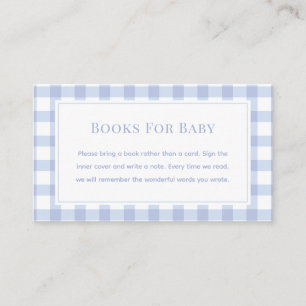 Elegant Blue Gingham Baby Shower Books For Baby Enclosure Card
