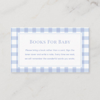 Elegant Blue Gingham Baby Shower Books For Baby Enclosure Card
