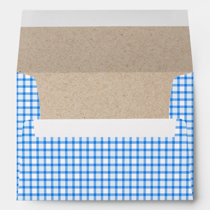 Elegant Blue Gingham Check Envelope Zazzle