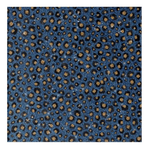 Elegant Blue Glitter Black Gold Leopard Print Acrylic Print