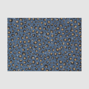 Elegant Blue Glitter Black Gold Leopard Print Tissue Paper