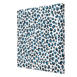 Elegant Blue Glitter Black Leopard Animal Print