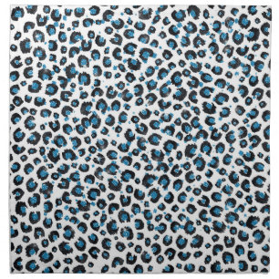 Elegant Blue Glitter Black Leopard Animal Print Cloth Napkin