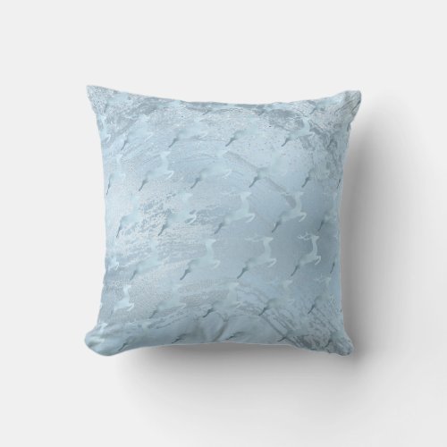 Elegant blue glitter Christmas reindeer pattern Throw Pillow