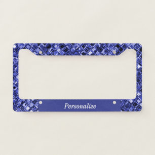 Elegant Blue Glitter Gems Sparkle Glam Unique Lice License Plate Frame