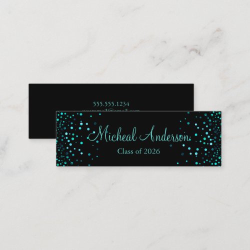 Elegant Blue Glitter Graduation Name Card