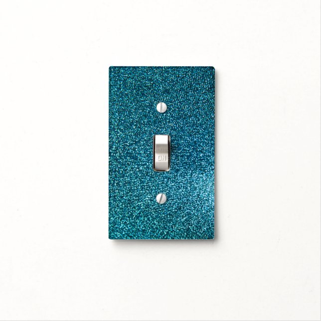 Elegant blue glitter light switch cover (In Situ)