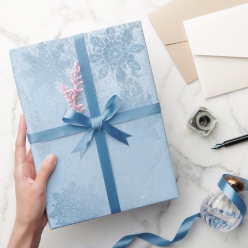 Elegant blue glitter marble snowflakes Christmas Wrapping Paper