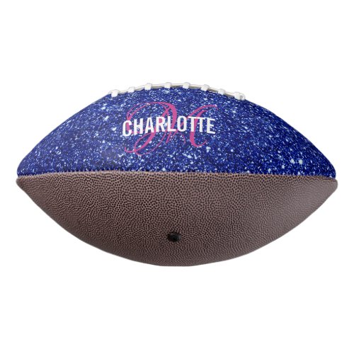 Elegant blue glitter monogram name football