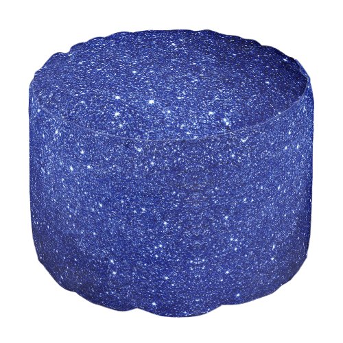 Elegant blue glitter monogram name pouf