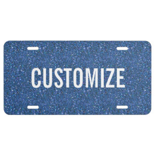 Elegant Blue Glitter Pattern License Plate