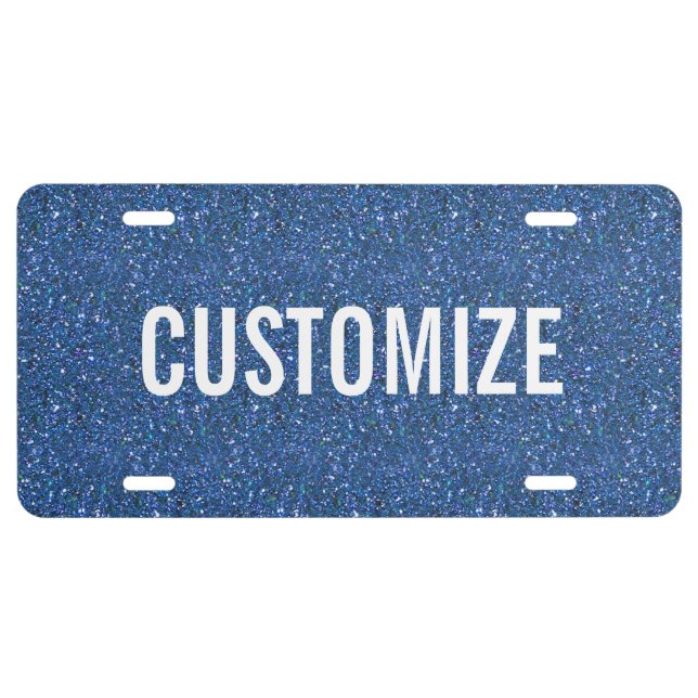 Elegant Blue Glitter Pattern License Plate (Front)
