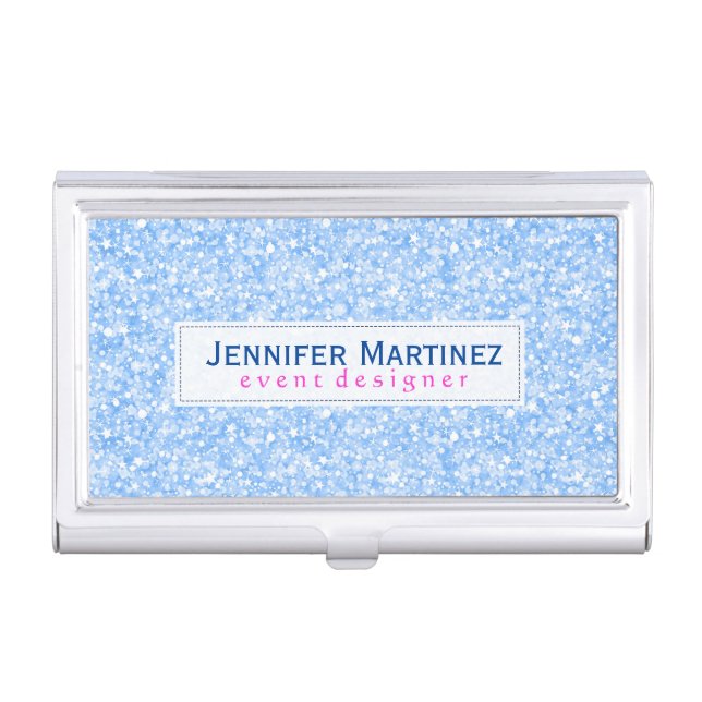 Elegant Blue Glitter & Sparkles Texture 2 Business Card Case (Front)