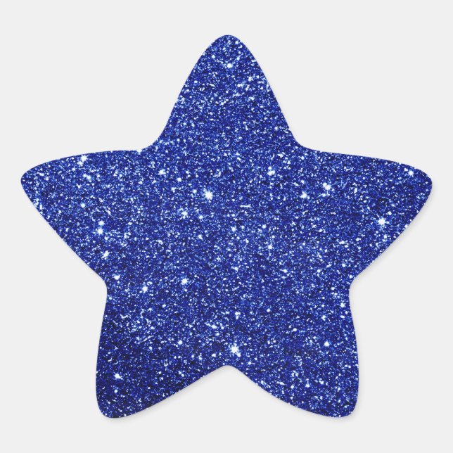 Elegant Blue Glitter Star Sticker (Front)