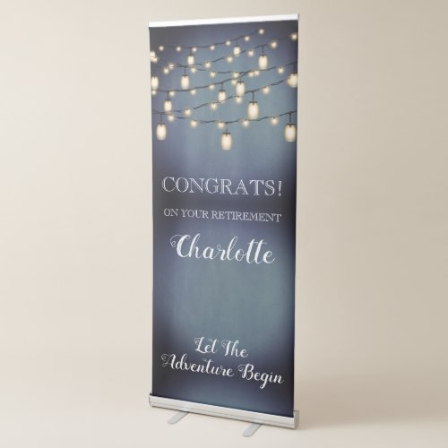 Elegant Blue Glow Vertical Retractable Banner