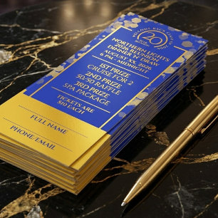 Elegant Blue Gold 20-Year Class Reunion Raffle Tickets