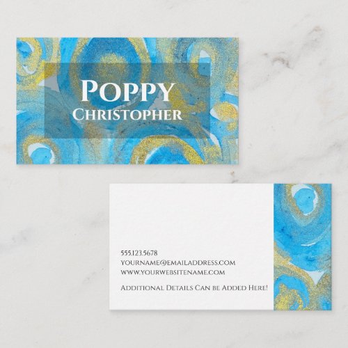 Elegant Blue & Gold Abstract Watercolor Circles Business Card