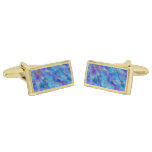Elegant Blue, Gold and Purple Marble Pattern Cufflinks