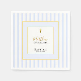 Elegant Blue Gold Baptism Party Napkins