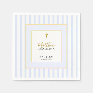 Elegant Blue Gold Baptism Party Napkins