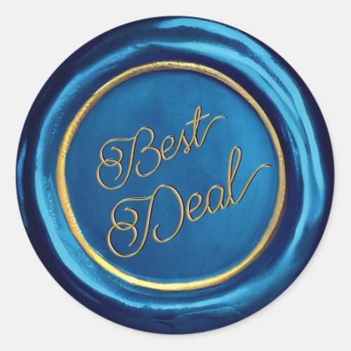   Elegant Blue  Gold Best Deal Wax Seal Stickers