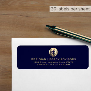 Elegant Blue Gold Business Return Address Label