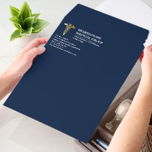 Elegant Blue Gold Caduceus Medical Business Envelope Mailers