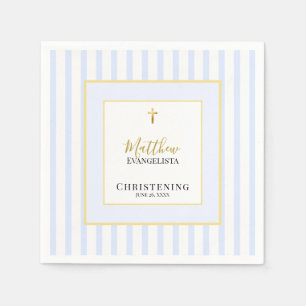 Elegant Blue Gold Christening Party Napkins