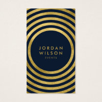 Elegant Blue Gold Circles Geometric Social Media Business Card