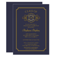 Elegant Blue | Gold College Graduation Party Invitation