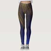 elegant blue gold colors leggings