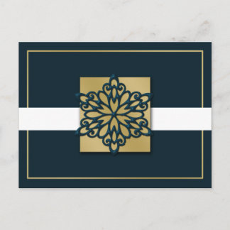 elegant blue gold Corporate Holiday Greeting s Postcard