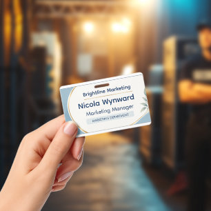 Elegant Blue Gold Corporate Name Badge