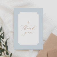 Elegant Blue Gold Cross Boy Baptism