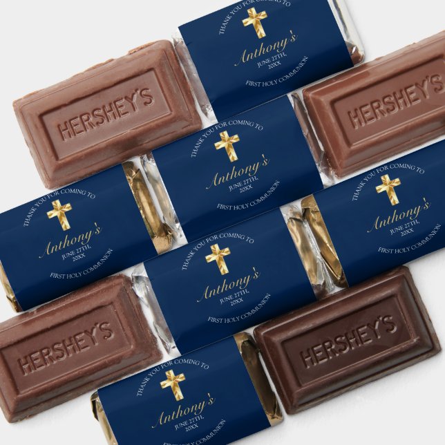 Elegant Blue Gold Cross First Communion Favors (Assorted)
