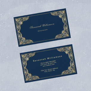 Elegant Blue Gold Customizable Business Card