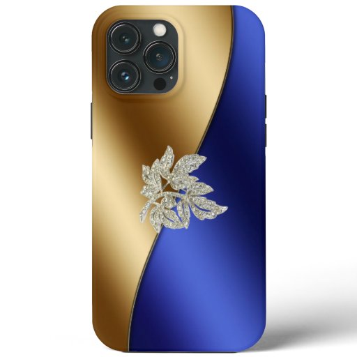 Elegant Blue Gold Diamonds  iPhone 13 Pro Max Case