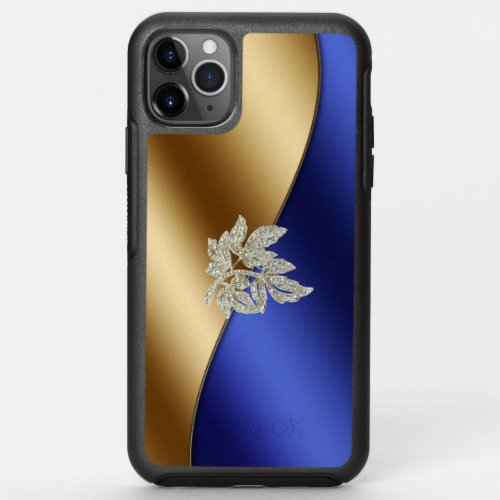 Elegant Blue Gold Diamonds  OtterBox Symmetry iPhone 11 Pro Max Case