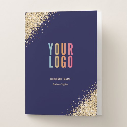 Elegant Blue Gold Event Organizer Wedding Planner Pocket Folder