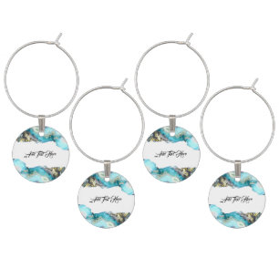 Elegant Blue Gold Geode Personalize Wine Charm