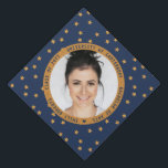 Elegant Blue Gold Glitter Star Modern Photo Graduation Cap Topper<br><div class="desc">Elegant Blue Gold Glitter Star Modern Photo Graduation Cap Toppers features your favorite photo and personalized text on an elegant blue and gold star pattern pattern. Perfect for Graduation Day. Created by ©Evco Studio www.zazzle.com/store/evcostudio</div>