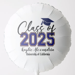 Elegant Blue & Gold Graduation Balloon