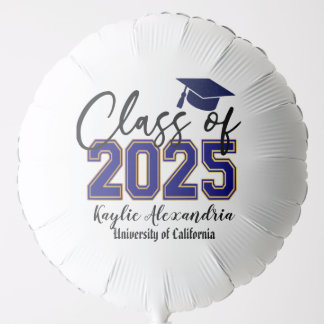 Elegant Blue & Gold Graduation Balloon