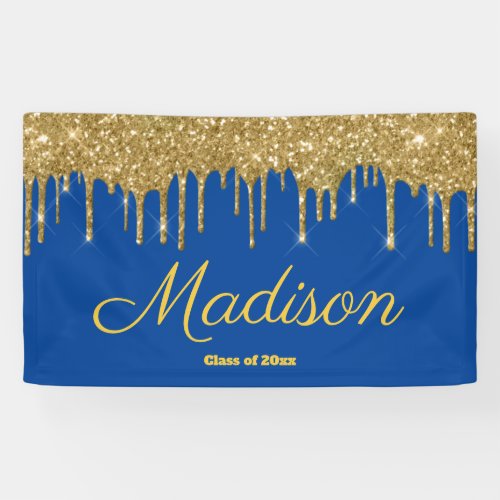 Elegant Blue  Gold Graduation Party Class of 2024 Banner