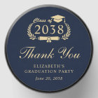 Elegant Blue Gold Graduation Thank You