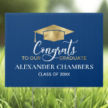 Elegant Blue Gold Graduation Yard Sign