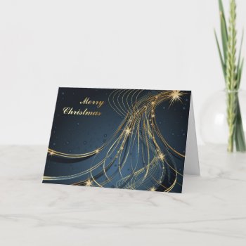 Elegant Blue & Gold Holiday Card by ForEverySeason at Zazzle