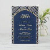 Elegant Blue Gold Islamic Mihrab Muslim Wedding Invitation | Zazzle