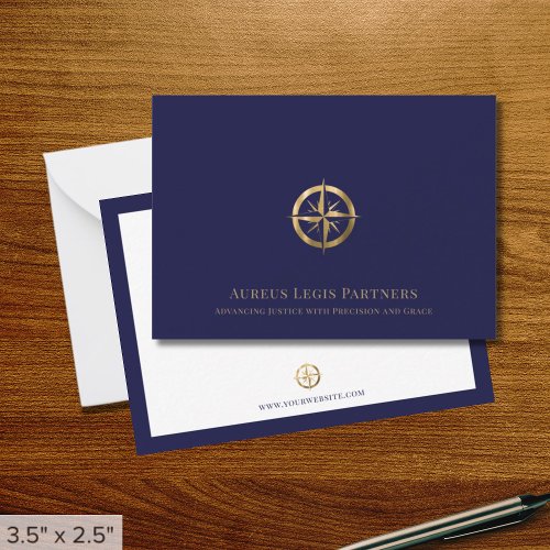 Elegant Blue Gold Legal Note Card